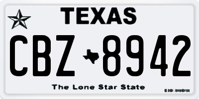 TX license plate CBZ8942