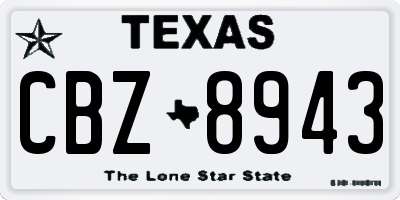 TX license plate CBZ8943
