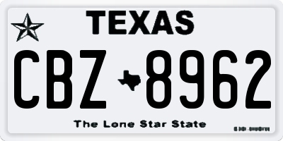 TX license plate CBZ8962