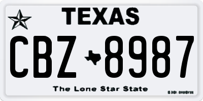 TX license plate CBZ8987