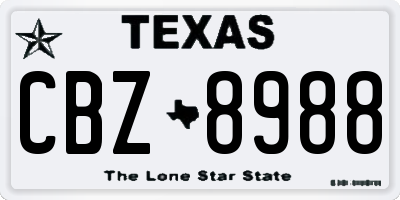 TX license plate CBZ8988