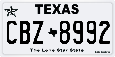 TX license plate CBZ8992