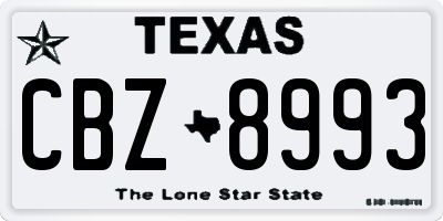 TX license plate CBZ8993