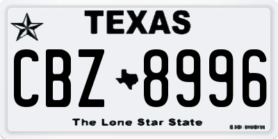 TX license plate CBZ8996