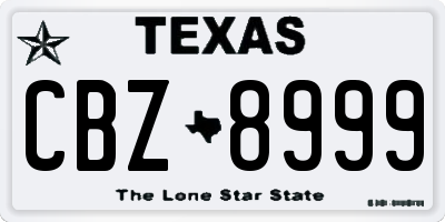 TX license plate CBZ8999