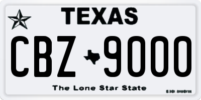 TX license plate CBZ9000