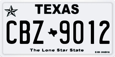 TX license plate CBZ9012