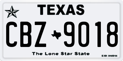 TX license plate CBZ9018
