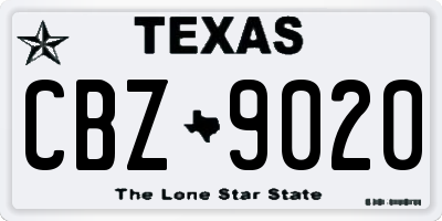 TX license plate CBZ9020