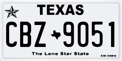 TX license plate CBZ9051