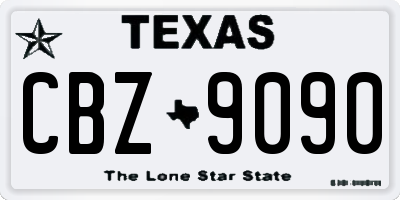 TX license plate CBZ9090