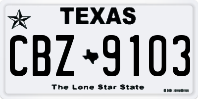 TX license plate CBZ9103