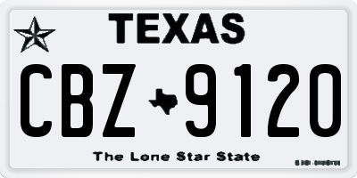 TX license plate CBZ9120