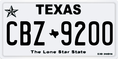 TX license plate CBZ9200