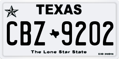 TX license plate CBZ9202
