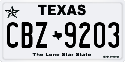 TX license plate CBZ9203