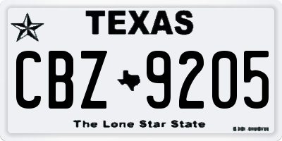 TX license plate CBZ9205
