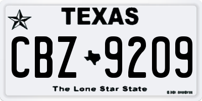TX license plate CBZ9209