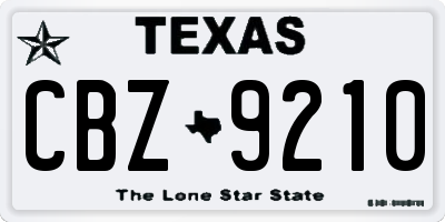 TX license plate CBZ9210