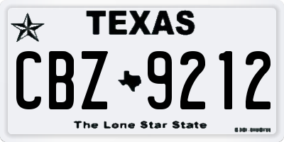 TX license plate CBZ9212