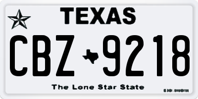TX license plate CBZ9218