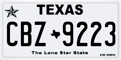 TX license plate CBZ9223