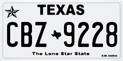 TX license plate CBZ9228