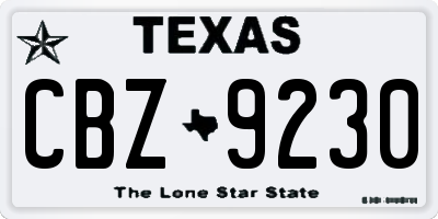 TX license plate CBZ9230