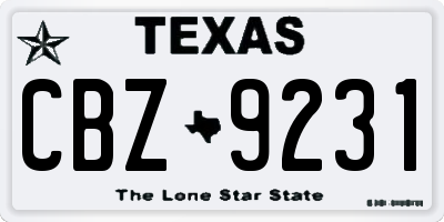 TX license plate CBZ9231