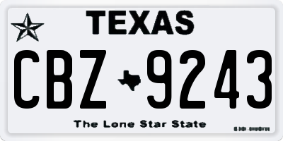 TX license plate CBZ9243