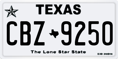 TX license plate CBZ9250
