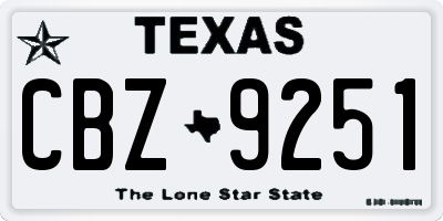 TX license plate CBZ9251