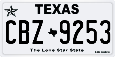 TX license plate CBZ9253