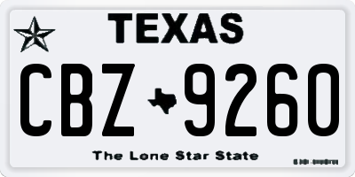 TX license plate CBZ9260