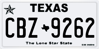 TX license plate CBZ9262