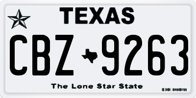 TX license plate CBZ9263