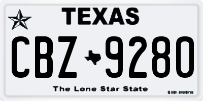 TX license plate CBZ9280