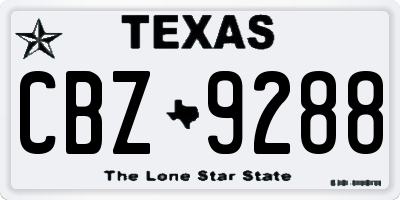 TX license plate CBZ9288