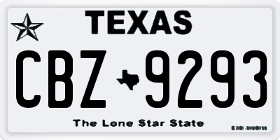 TX license plate CBZ9293