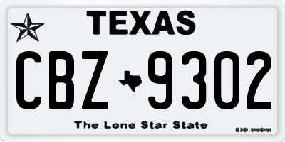 TX license plate CBZ9302