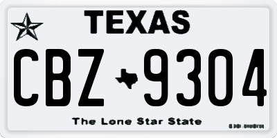 TX license plate CBZ9304