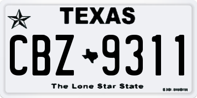 TX license plate CBZ9311