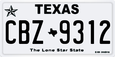 TX license plate CBZ9312
