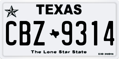 TX license plate CBZ9314