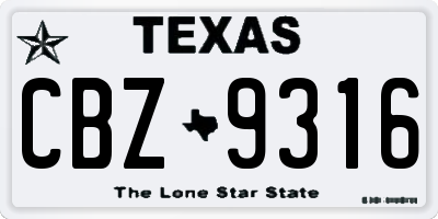 TX license plate CBZ9316