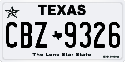 TX license plate CBZ9326