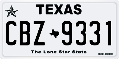 TX license plate CBZ9331