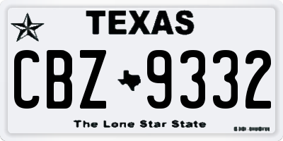TX license plate CBZ9332