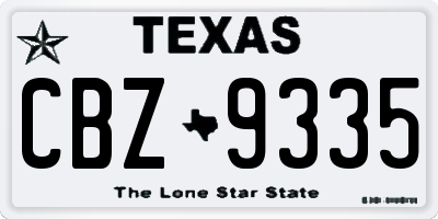 TX license plate CBZ9335