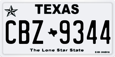 TX license plate CBZ9344